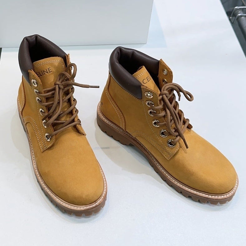 Celine 2026 Martin Lace-Up Boots Nubuck Leather 107294