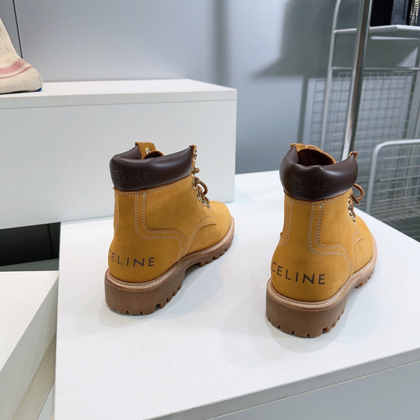 Celine 2026 Martin Lace-Up Boots Nubuck Leather 107294