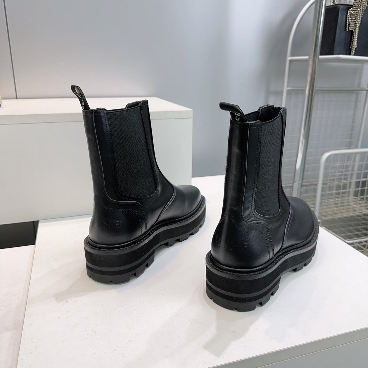 Celine 2026 Chunky Chelsea Boots Black Calfskin 107301