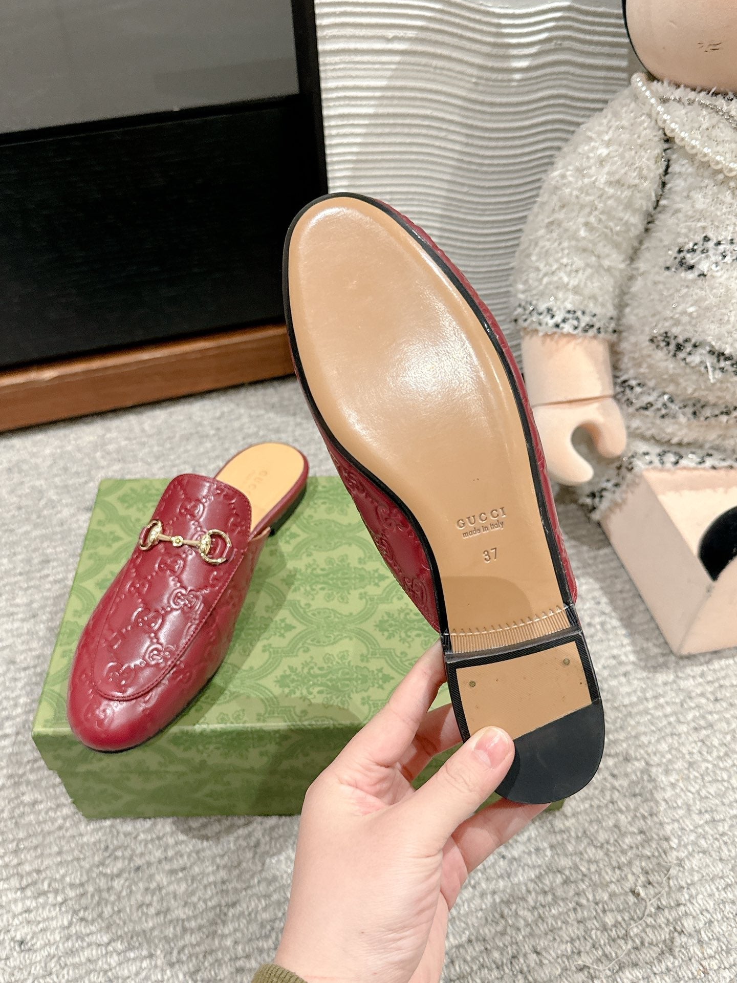 Horsebit Mule Red GG Leather