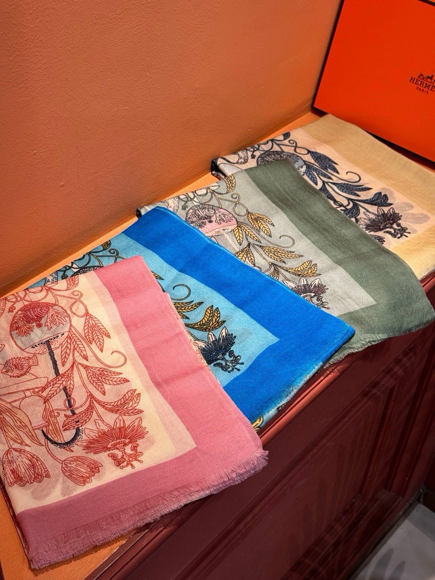 EXOTIC PARADISE CASHMERE SCARF 200 CM EMERALD GREEN MIX COLORFUL CASHMERE