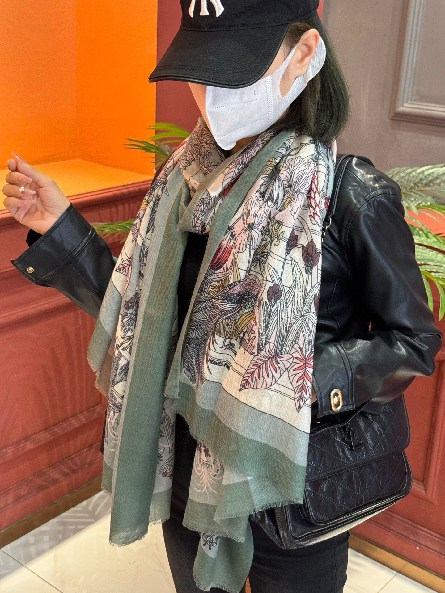 EXOTIC PARADISE CASHMERE SCARF 200 CM EMERALD GREEN MIX COLORFUL CASHMERE