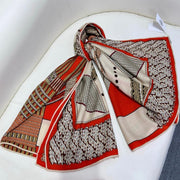 Scarf 140 CM In Orange Red Colorful Silk