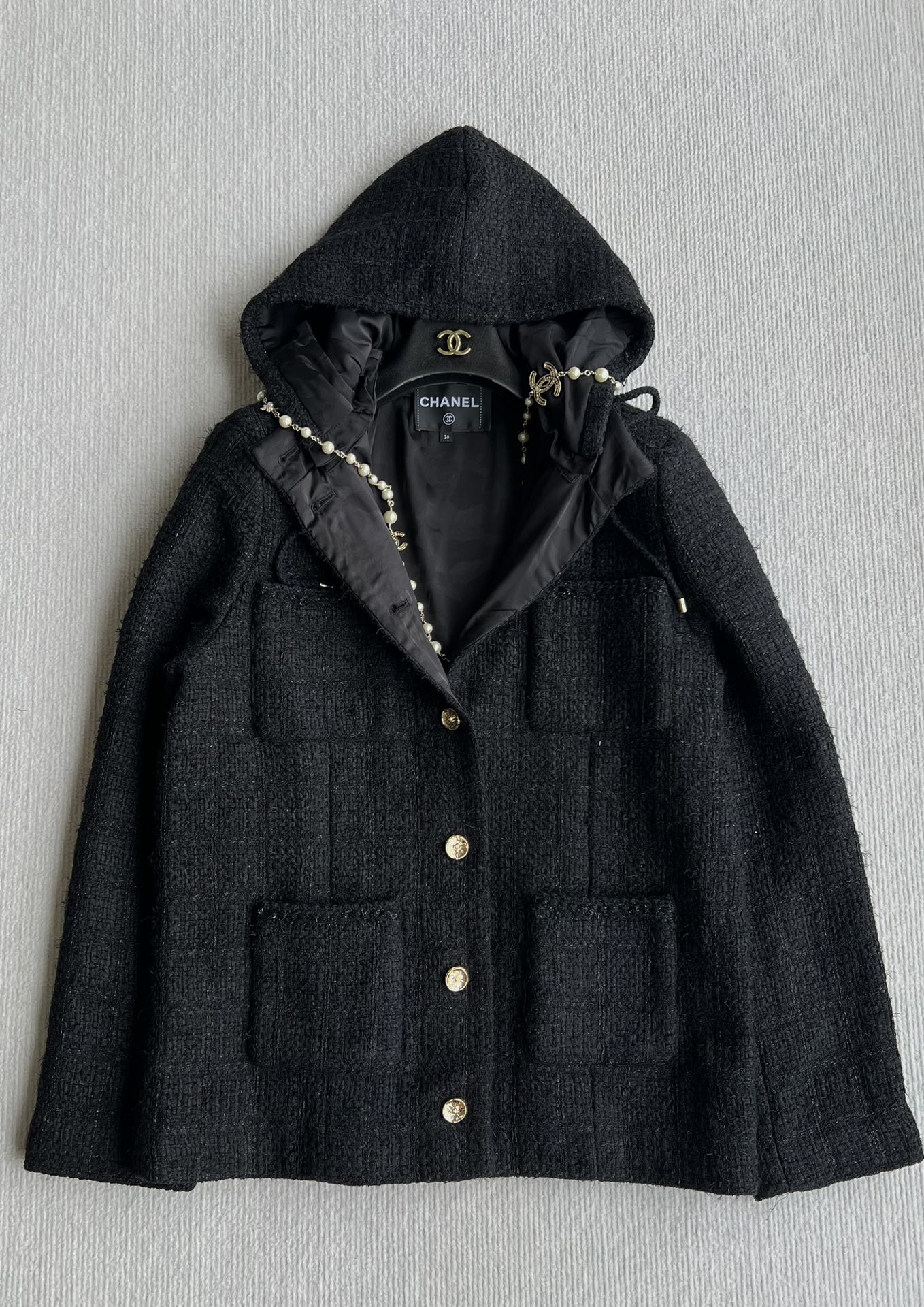 CC 25 Jacket Black Hooded Cotton 300144