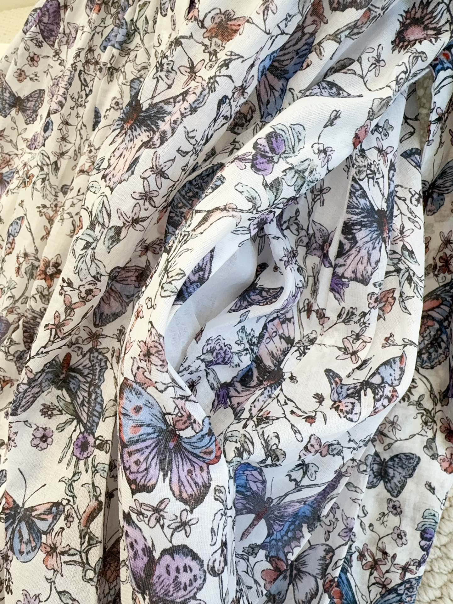 CD 2025 Butterfly Floral Print Dress Multicolor Cotton