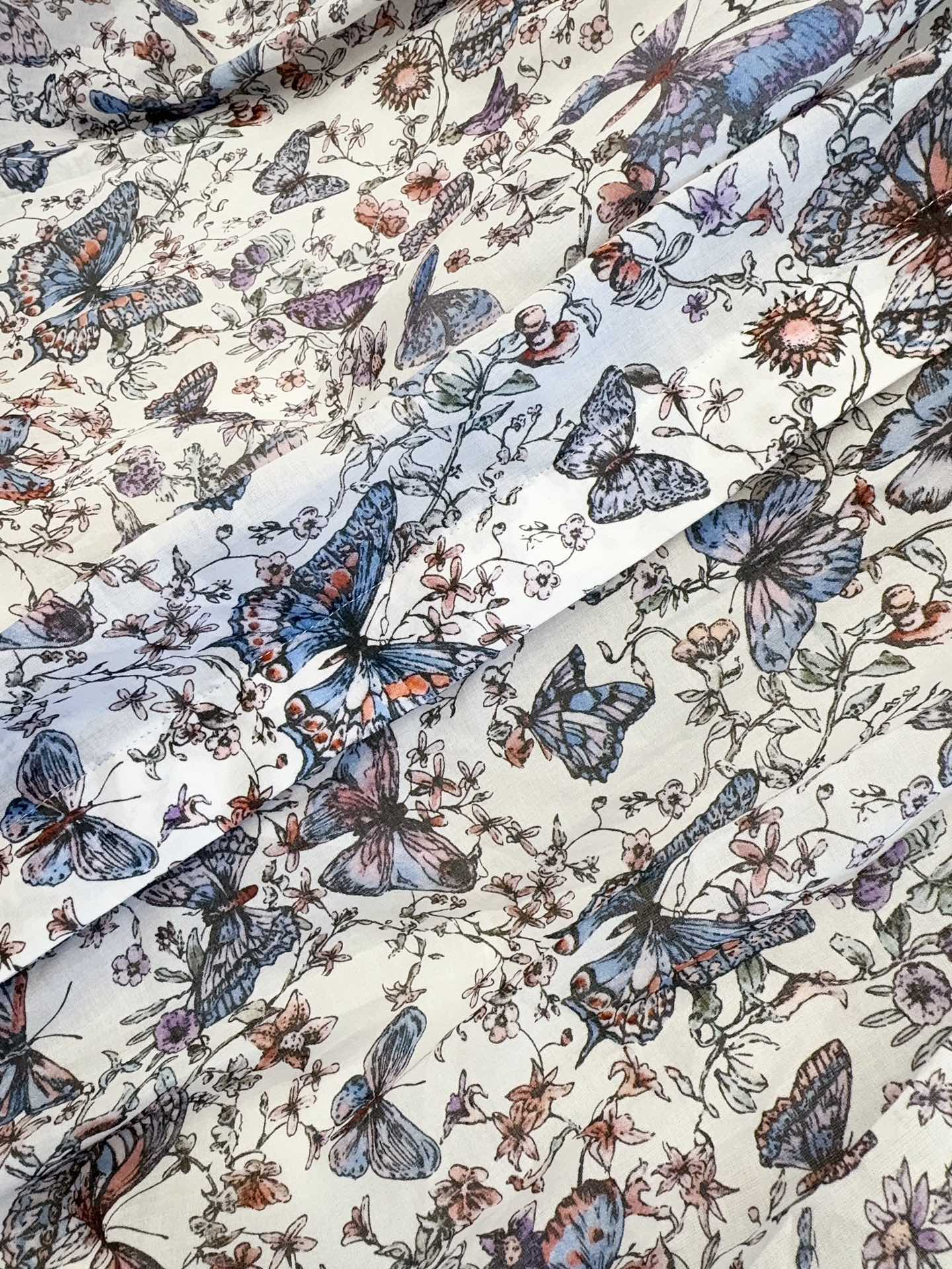 CD 2025 Butterfly Floral Print Dress Multicolor Cotton