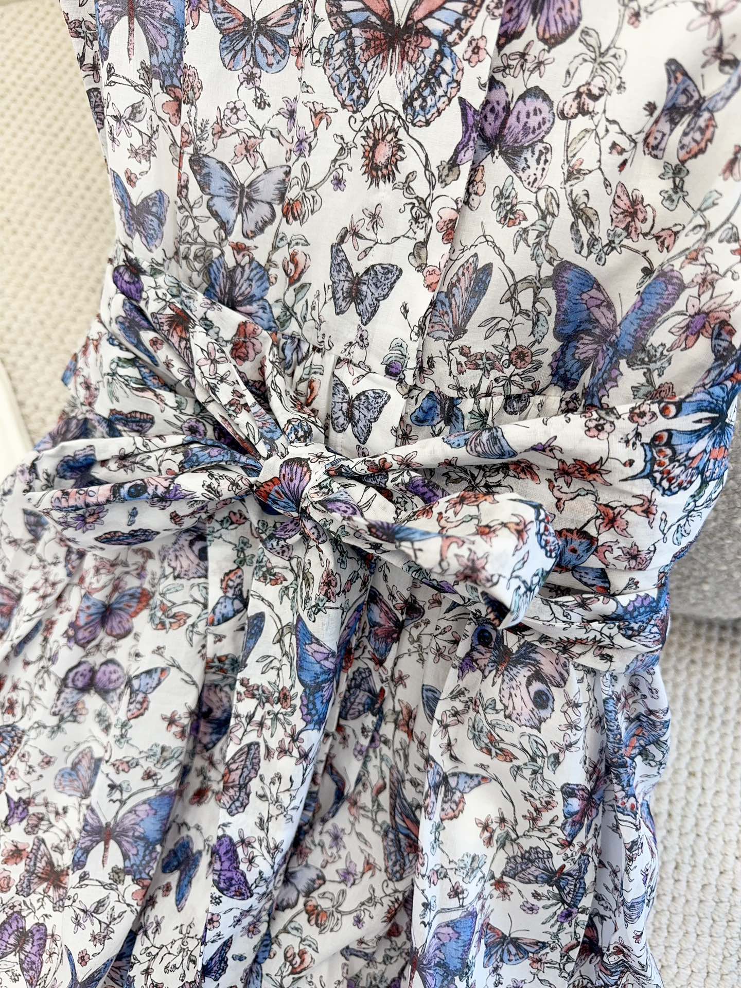 CD 2025 Butterfly Floral Print Dress Multicolor Cotton