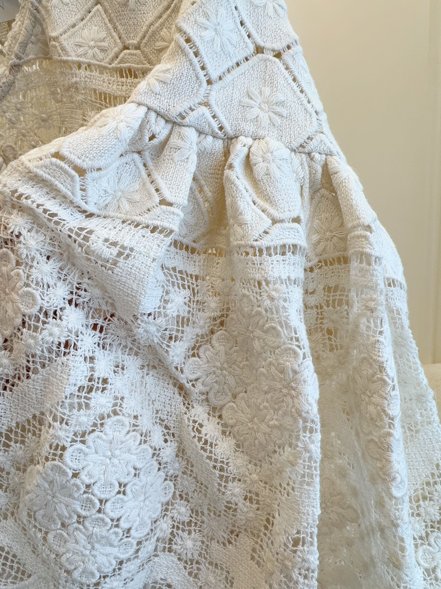 Zimmermann 25 WYLIE CROCHET BLOUSE tea white lace cotton