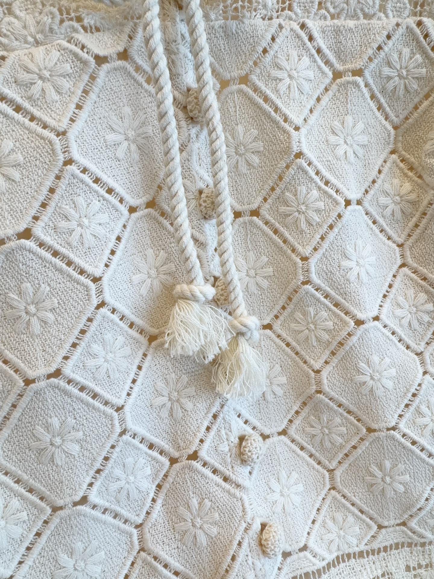 Zimmermann 25 WYLIE CROCHET BLOUSE tea white lace cotton