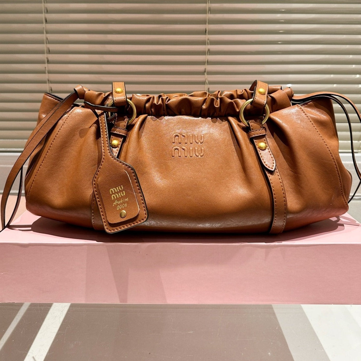 Miu Miu Archive Shoulder Bag Brown Nappa Leather