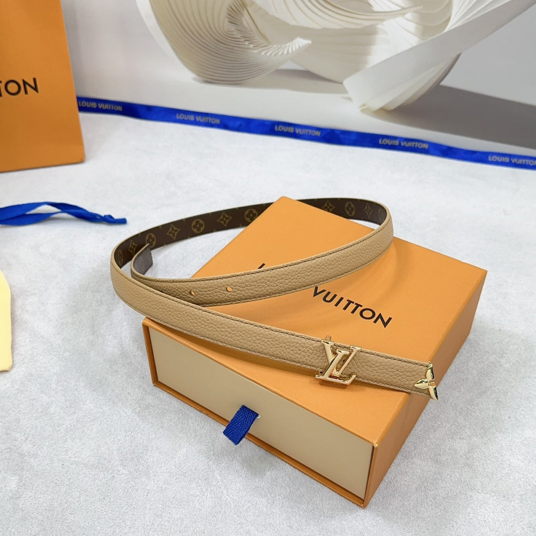 Pretty LV 20mm Reversible Belt Brown Grained Calfskin
