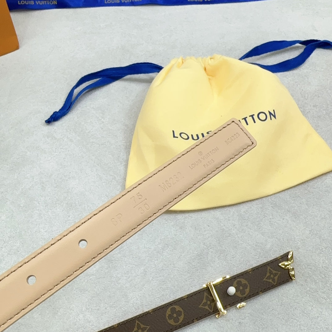 Pretty LV 20mm Reversible Belt Beige Calfskin