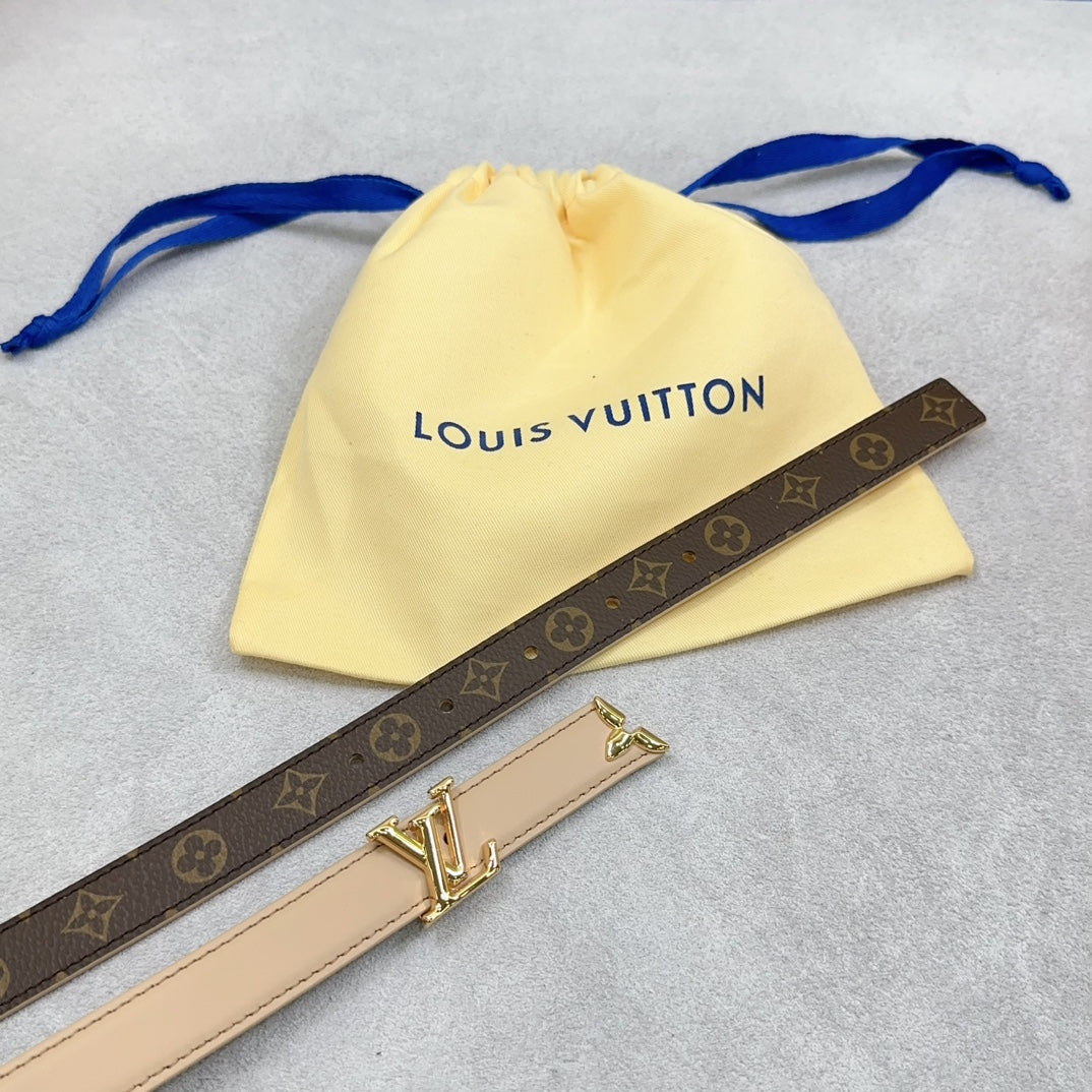 Pretty LV 20mm Reversible Belt Beige Calfskin