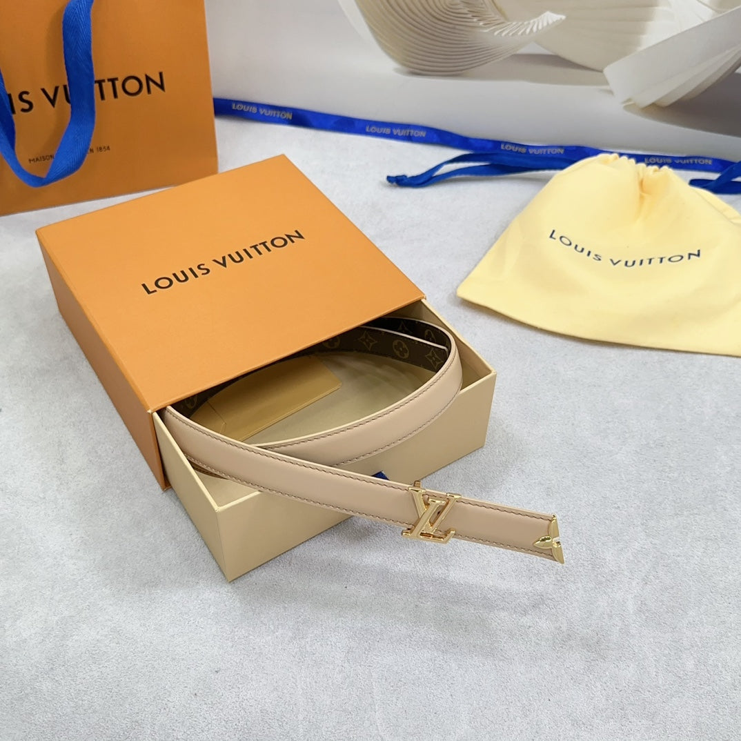 Pretty LV 20mm Reversible Belt Beige Calfskin