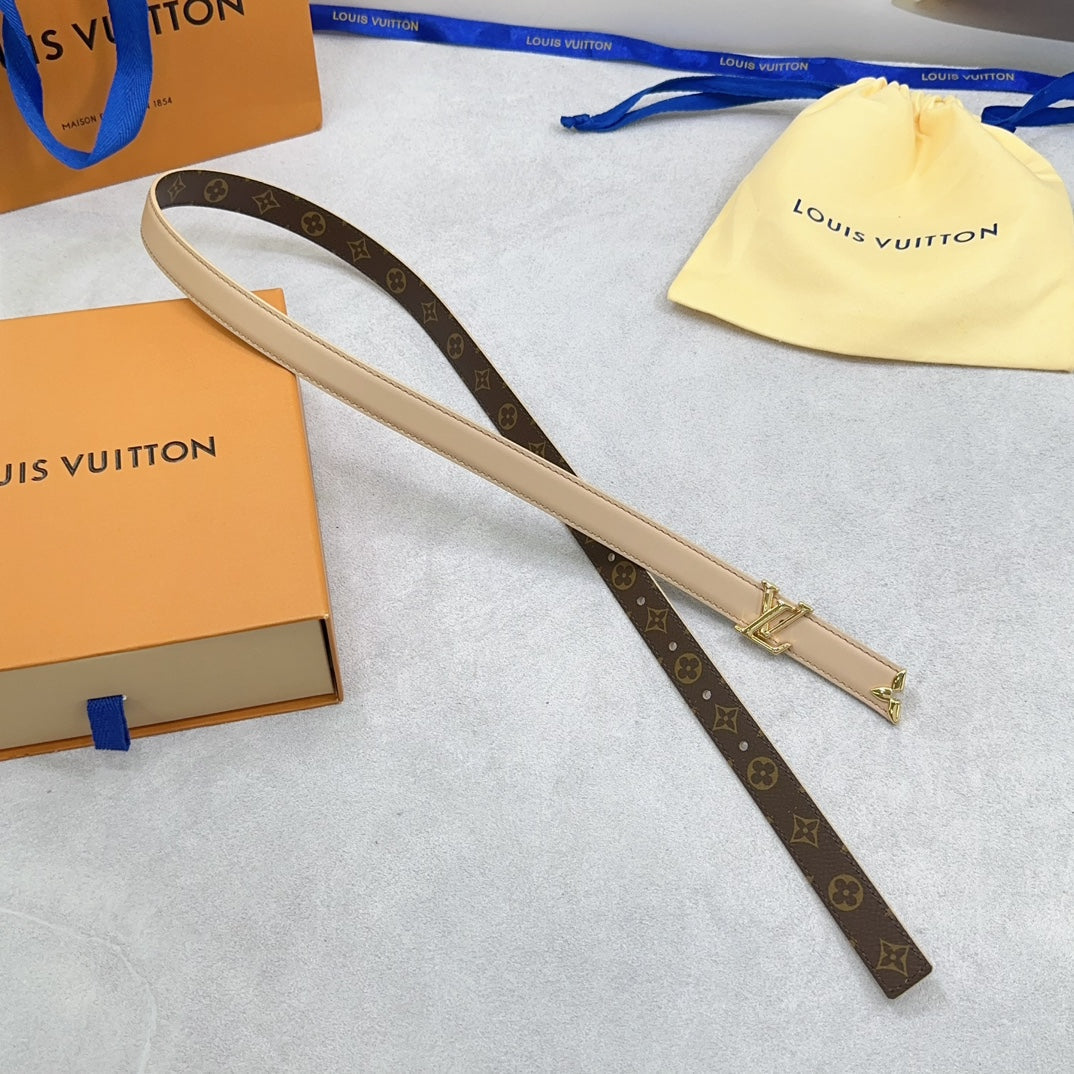 Pretty LV 20mm Reversible Belt Beige Calfskin