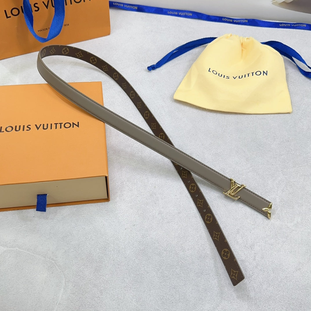 Pretty LV 20mm Reversible Belt Grey Calfskin