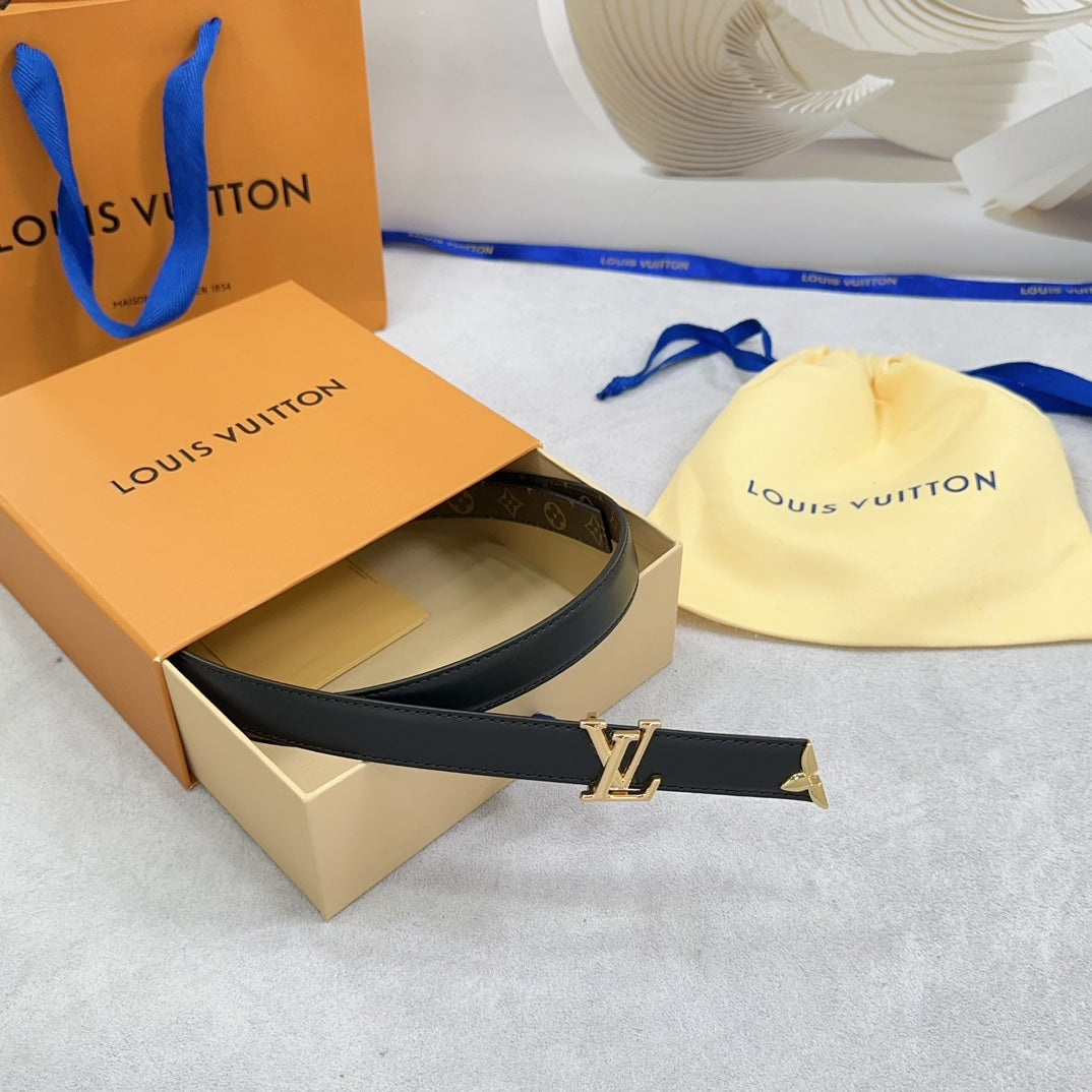 Pretty LV 20mm Reversible Belt Black Calfskin