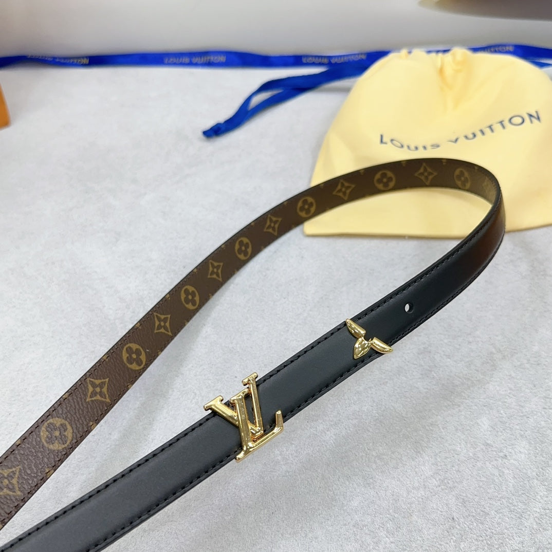 Pretty LV 20mm Reversible Belt Black Calfskin