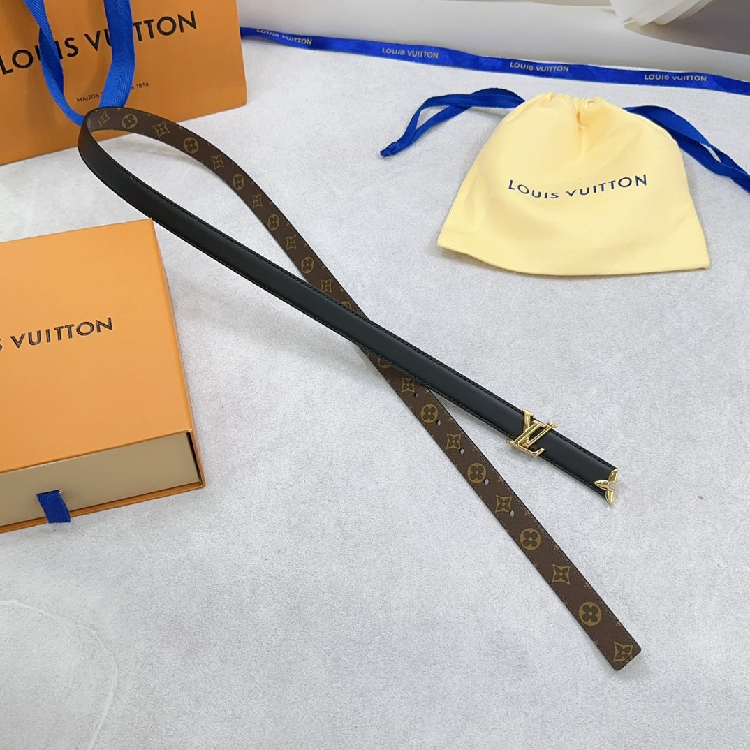 Pretty LV 20mm Reversible Belt Black Calfskin