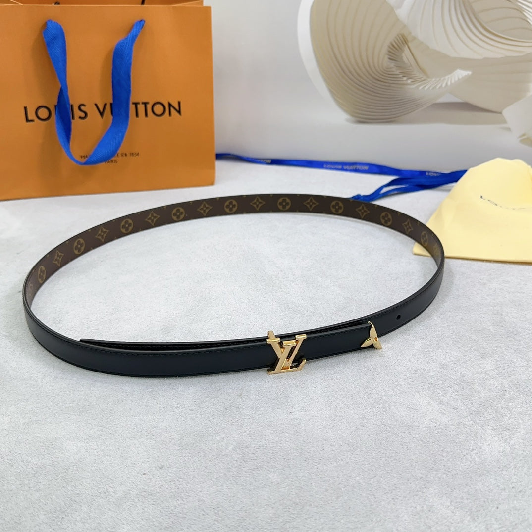 Pretty LV 20mm Reversible Belt Black Calfskin