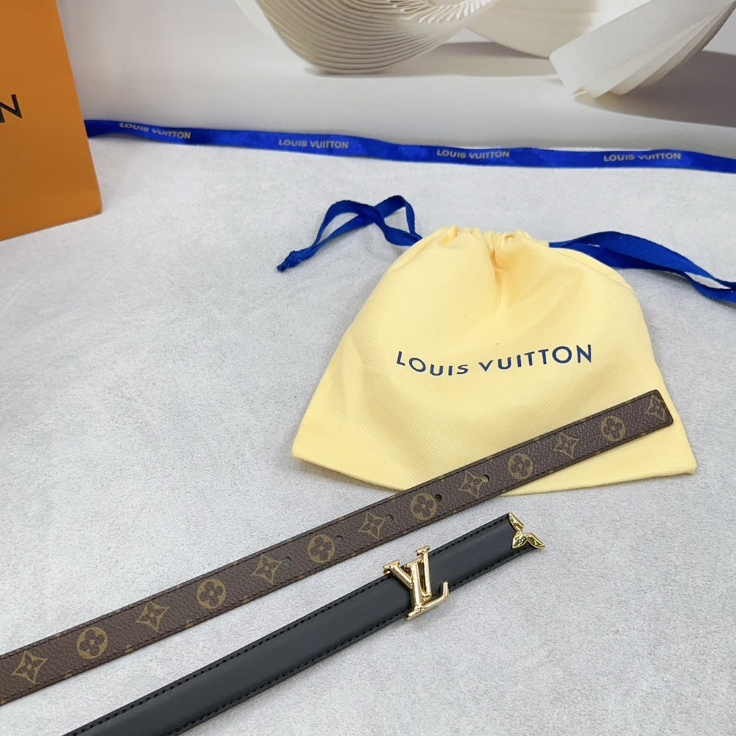 Pretty LV 20mm Reversible Belt Black Calfskin