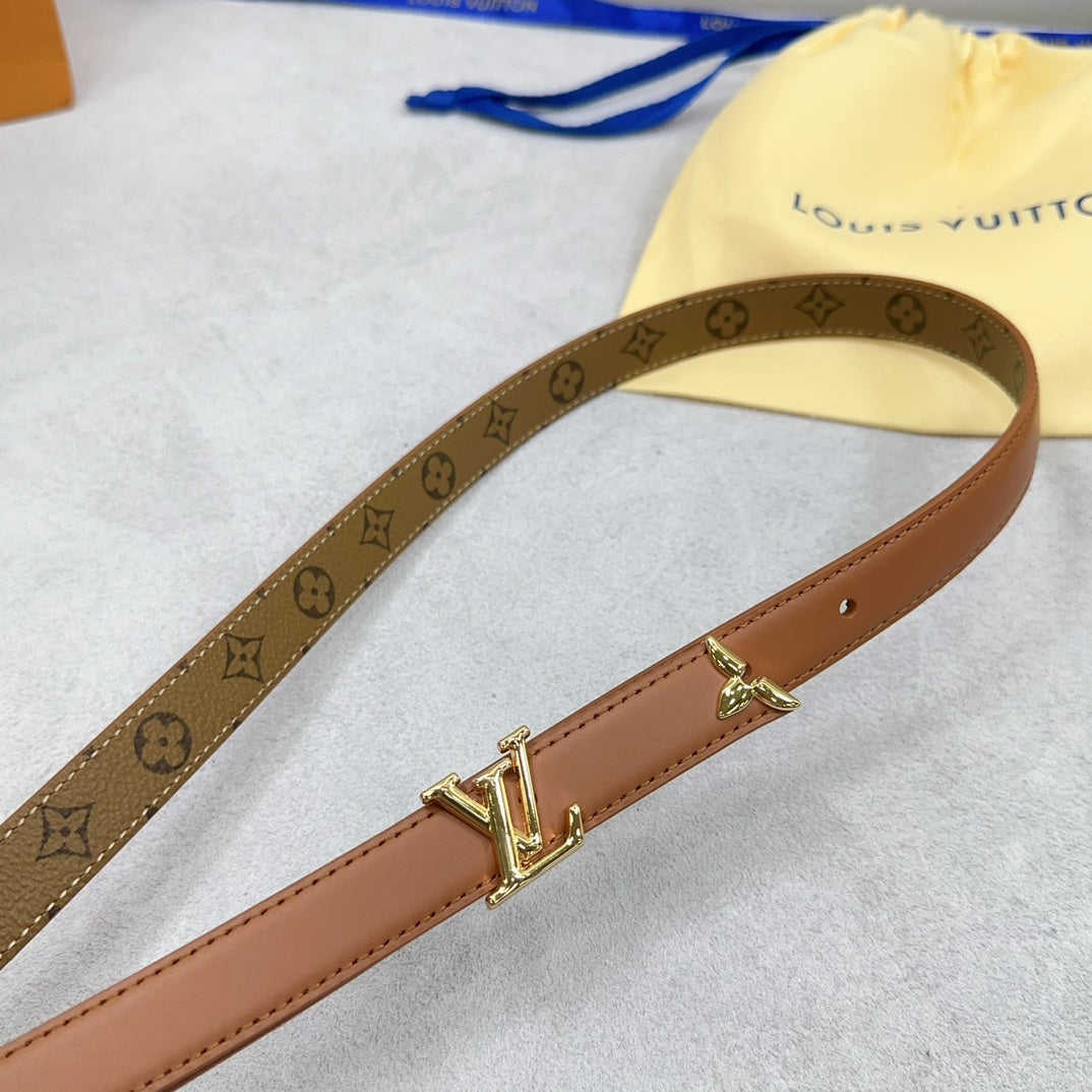 Pretty LV 20mm Reversible Belt Brown Calfskin