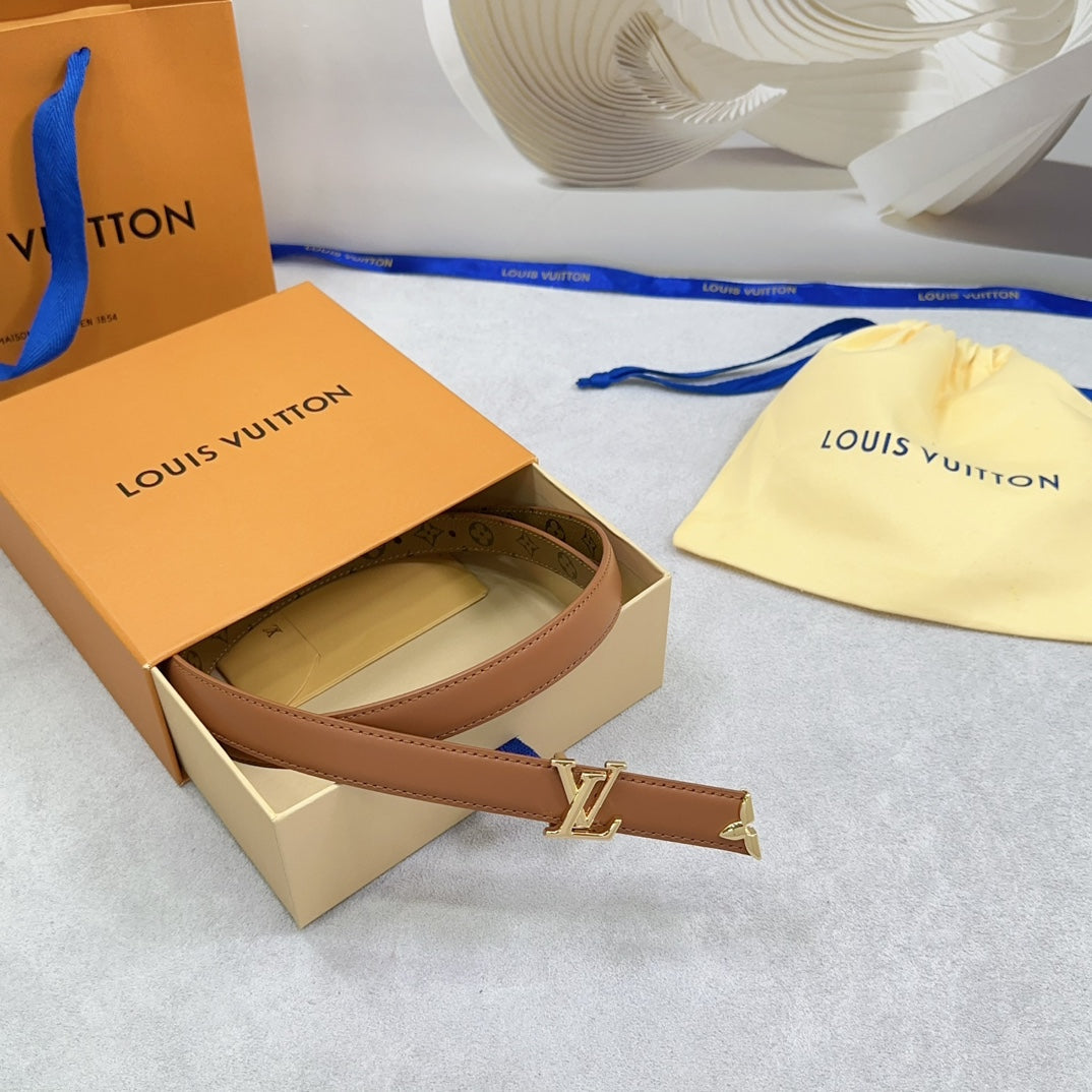 Pretty LV 20mm Reversible Belt Brown Calfskin