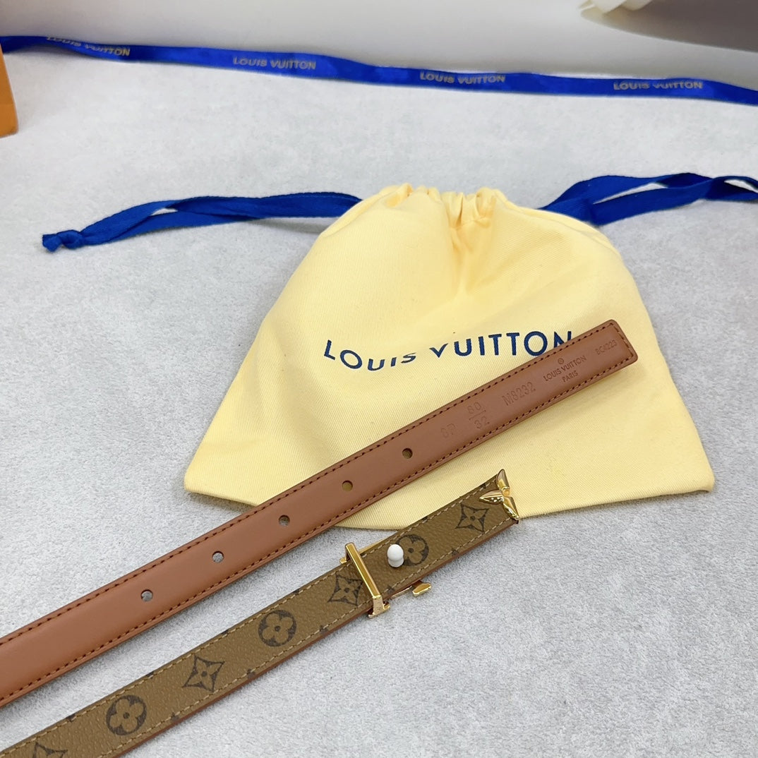 Pretty LV 20mm Reversible Belt Brown Calfskin