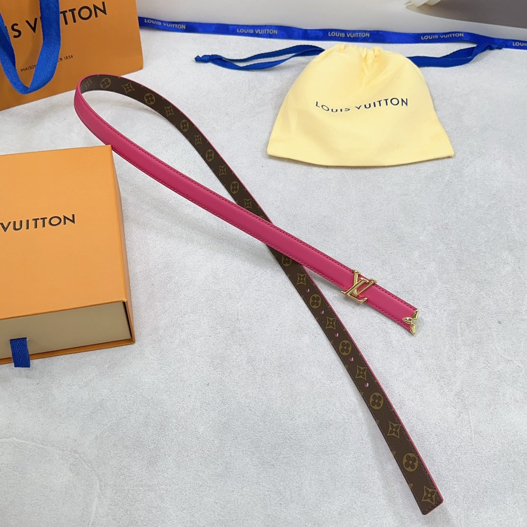 Pretty LV 20mm Reversible Belt Dark Pink Calfskin