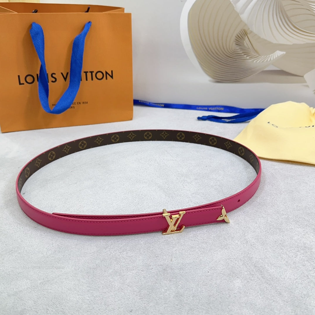 Pretty LV 20mm Reversible Belt Dark Pink Calfskin