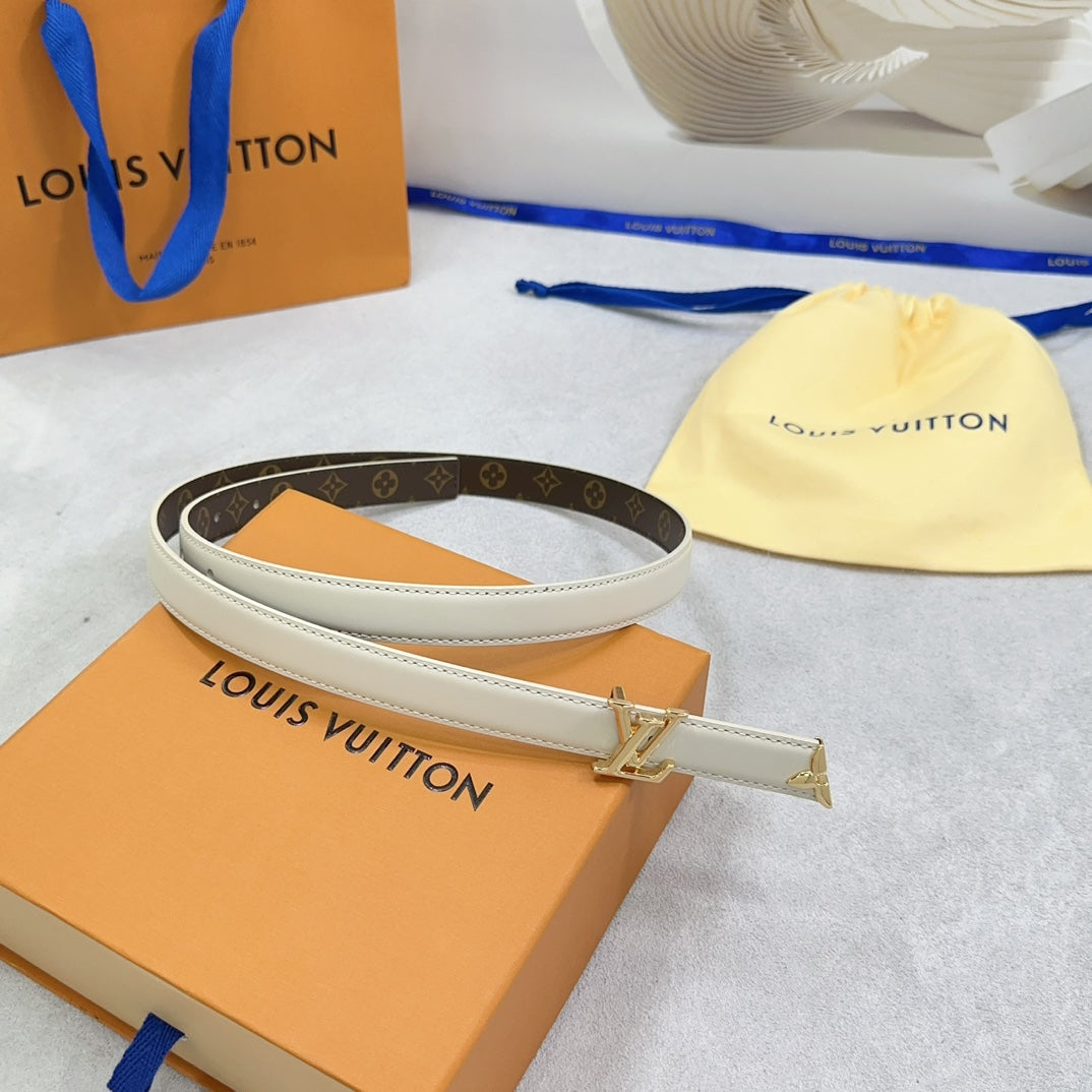 Pretty LV 20mm Reversible Belt Cream Calfskin