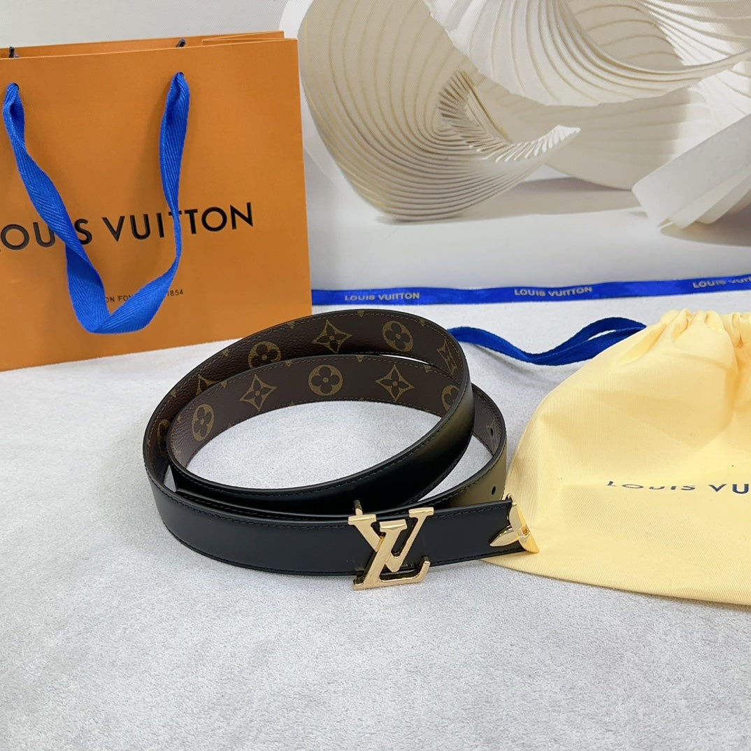 Pretty LV 30mm Reversible Belt Black Calfskin