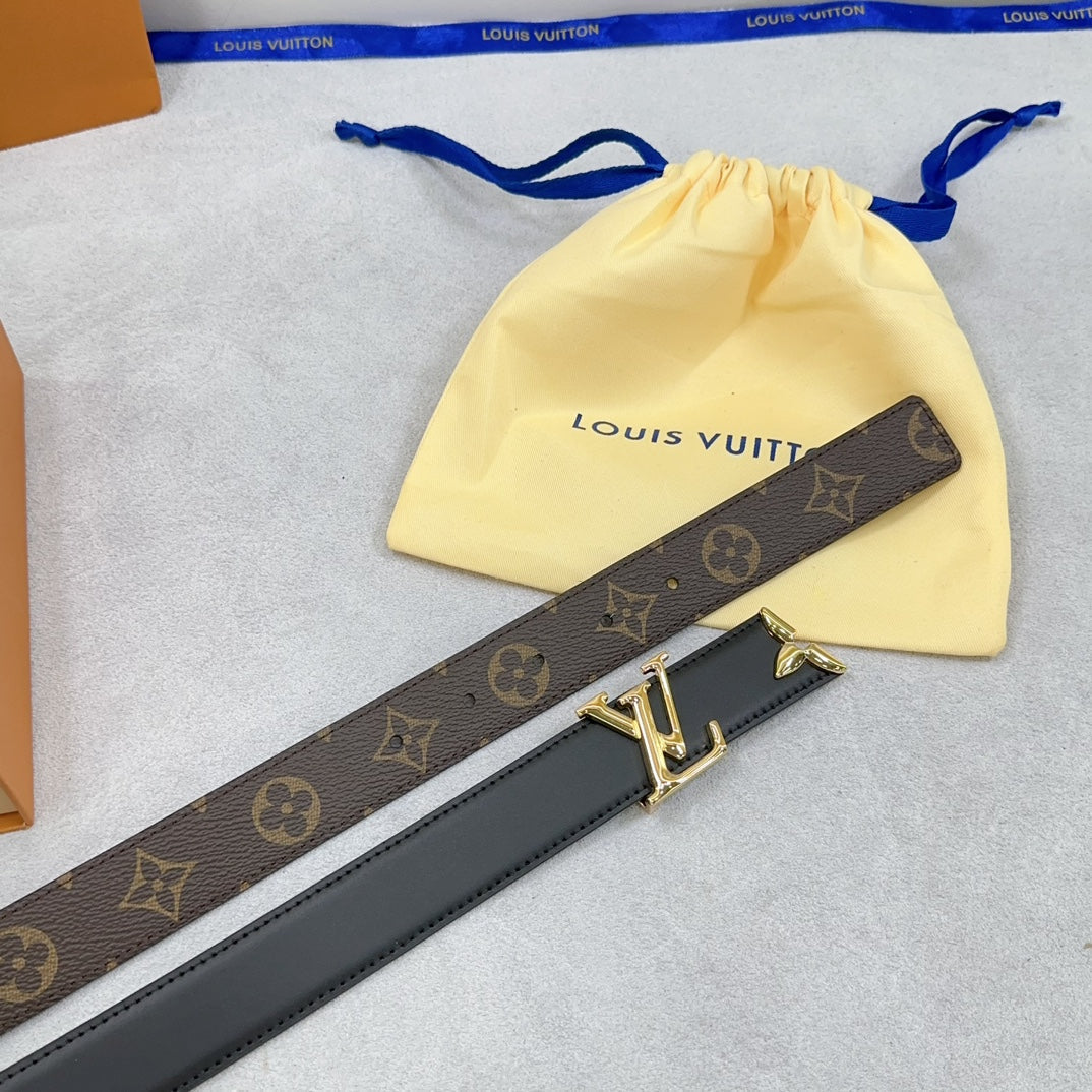 Pretty LV 30mm Reversible Belt Black Calfskin
