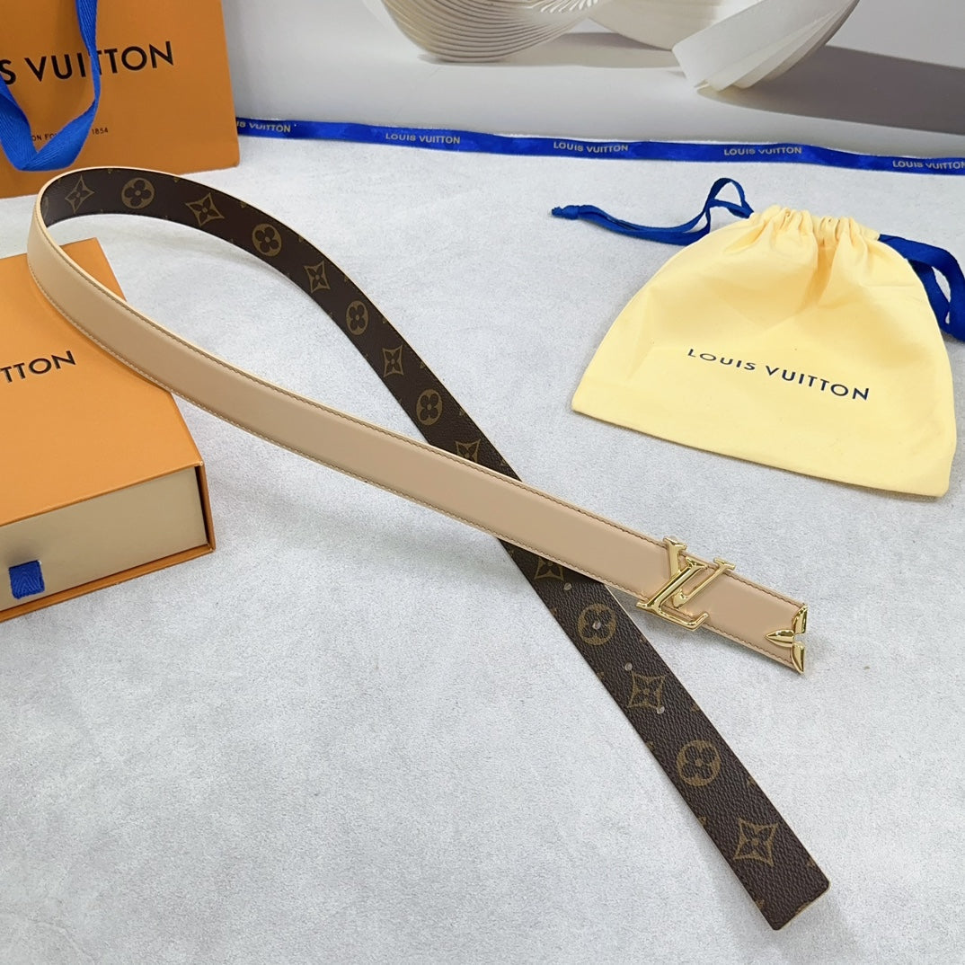 Pretty LV 30mm Reversible Belt Beige Calfskin