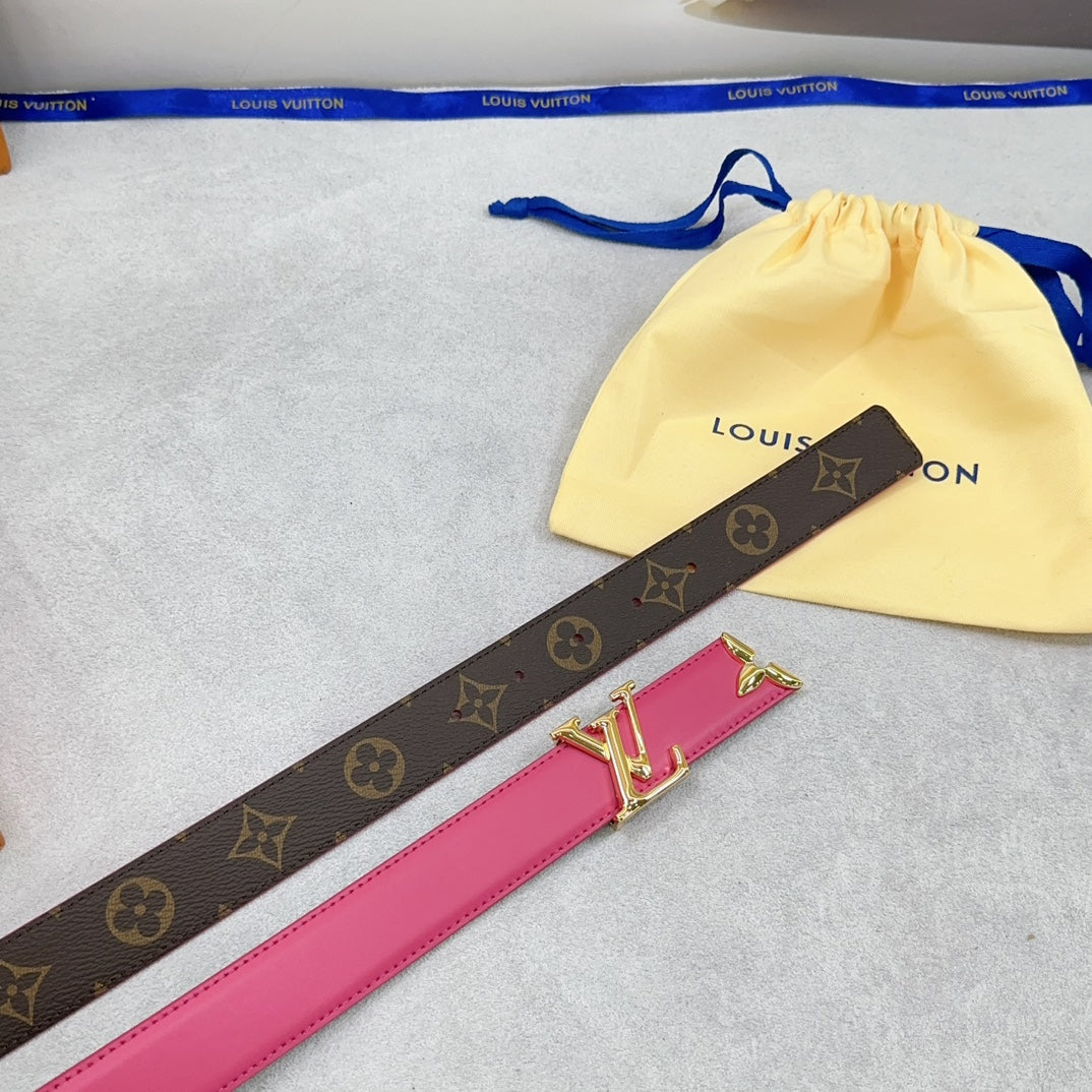 Pretty LV 30mm Reversible Belt Dark Pink Calfskin