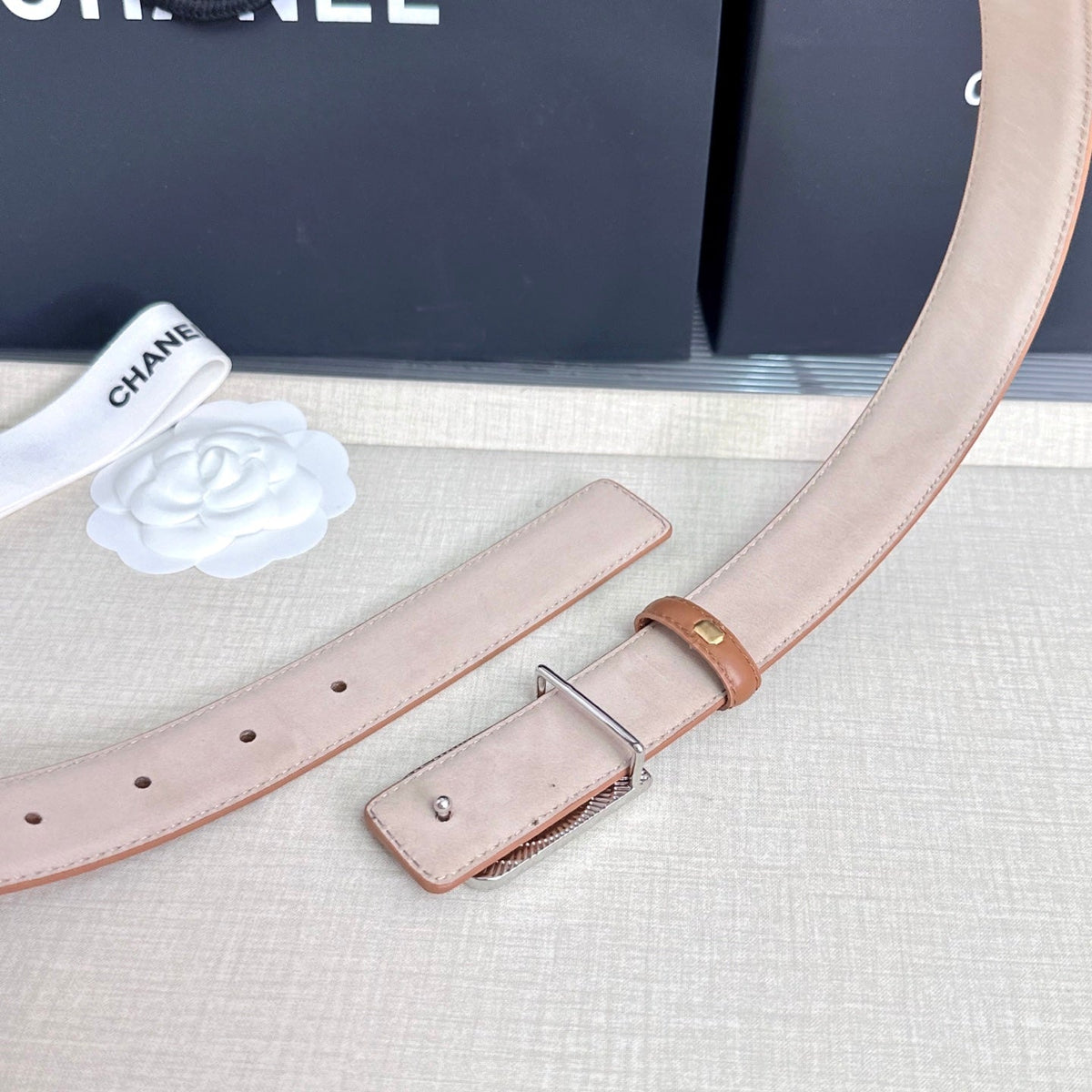 Chanel 2026 Square CC Buckle Belt 30mm Cowhide 209873