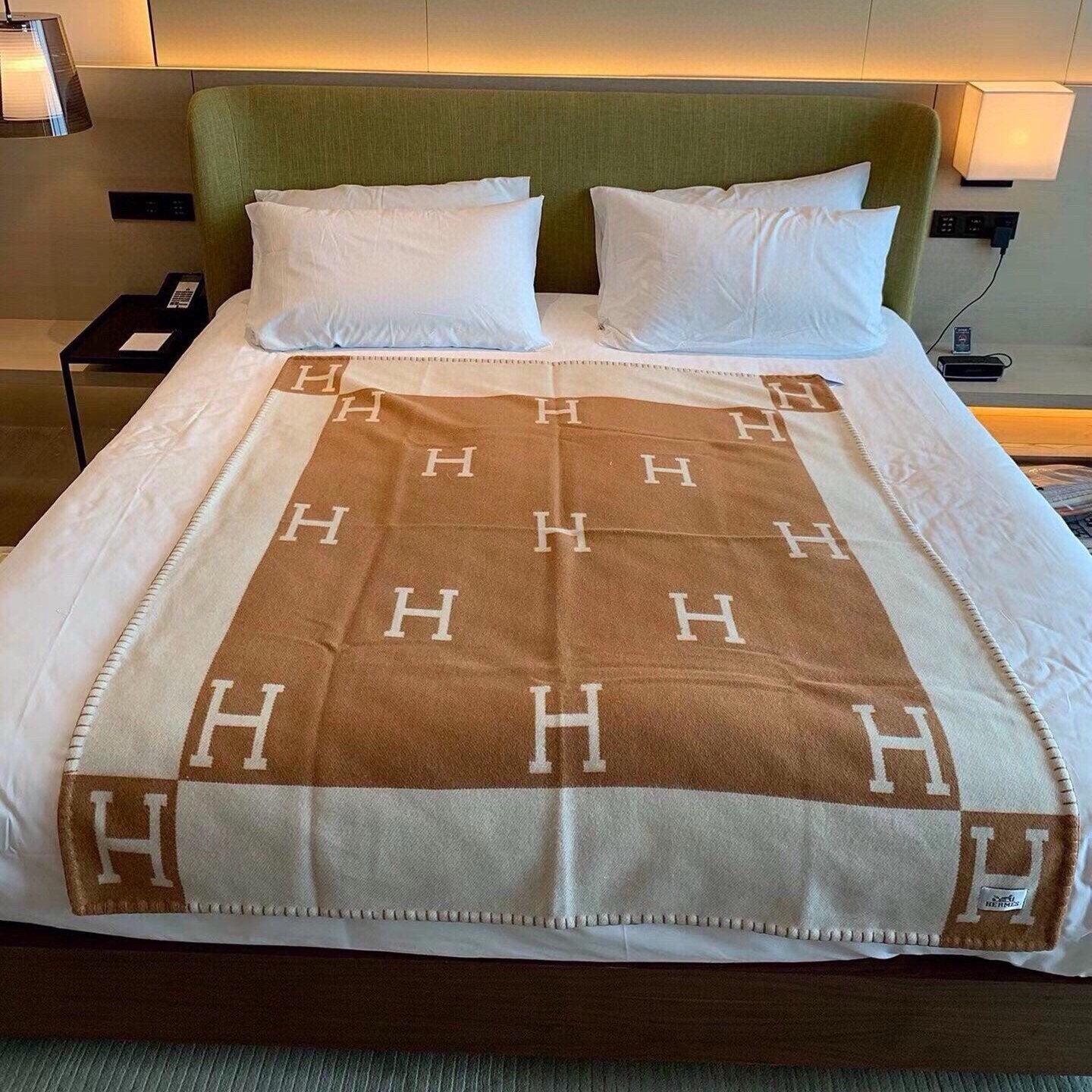 HM Blanket Brown White Wool Cashmere