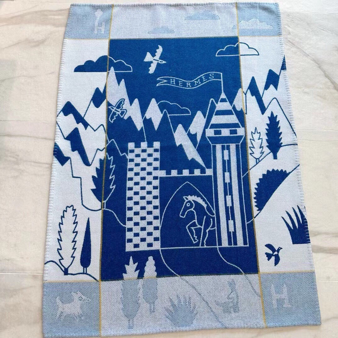 HM Avalon Epopee Blanket Marine Wool Cashmere