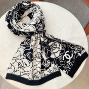 CC Scarf 185 CM In Black Mix White Cashmere And Wool 411652
