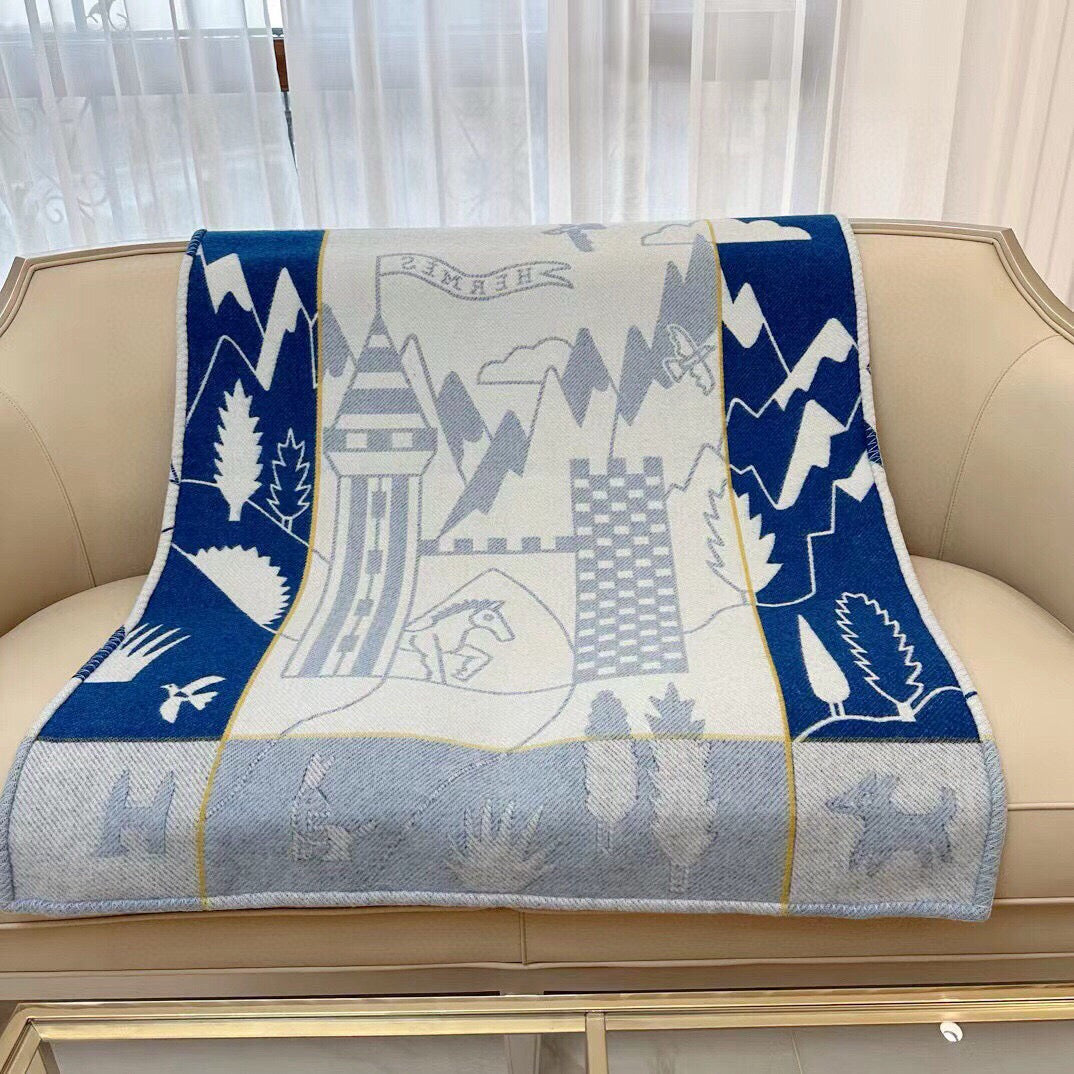 HM Avalon Epopee Blanket Blue Cashmere Wool 524202