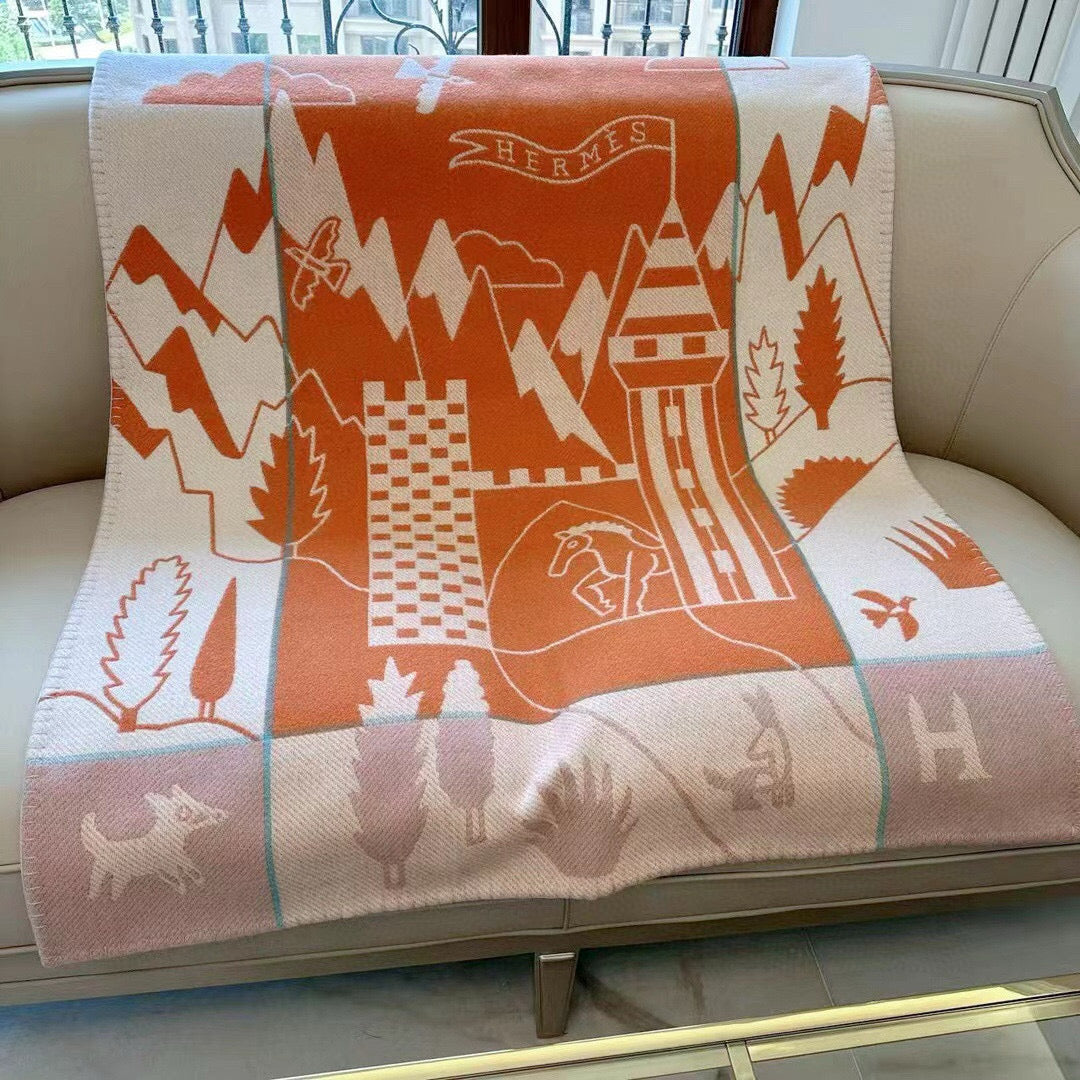 HM Avalon Epopee Blanket Orange Cashmere Wool 524203