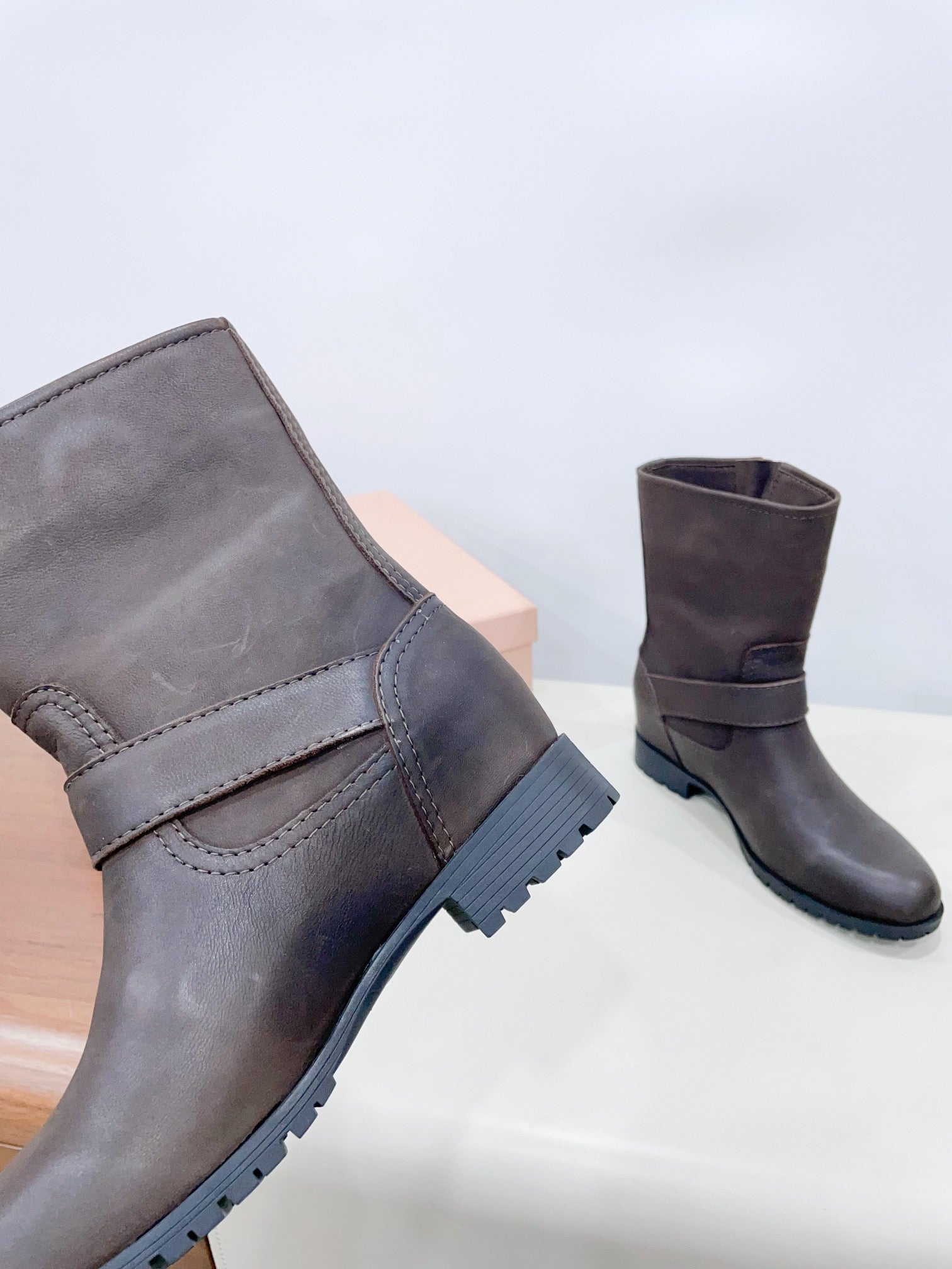 Miu Short Boots Dark Moccha Calfskin