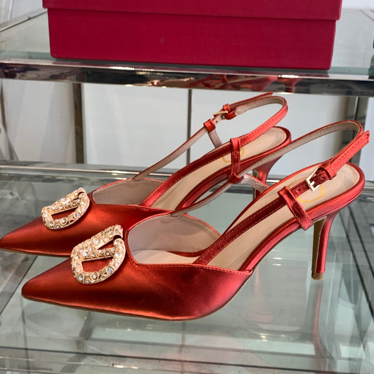 VT 25 High Heels Slingbacks Red Cowhide 292339
