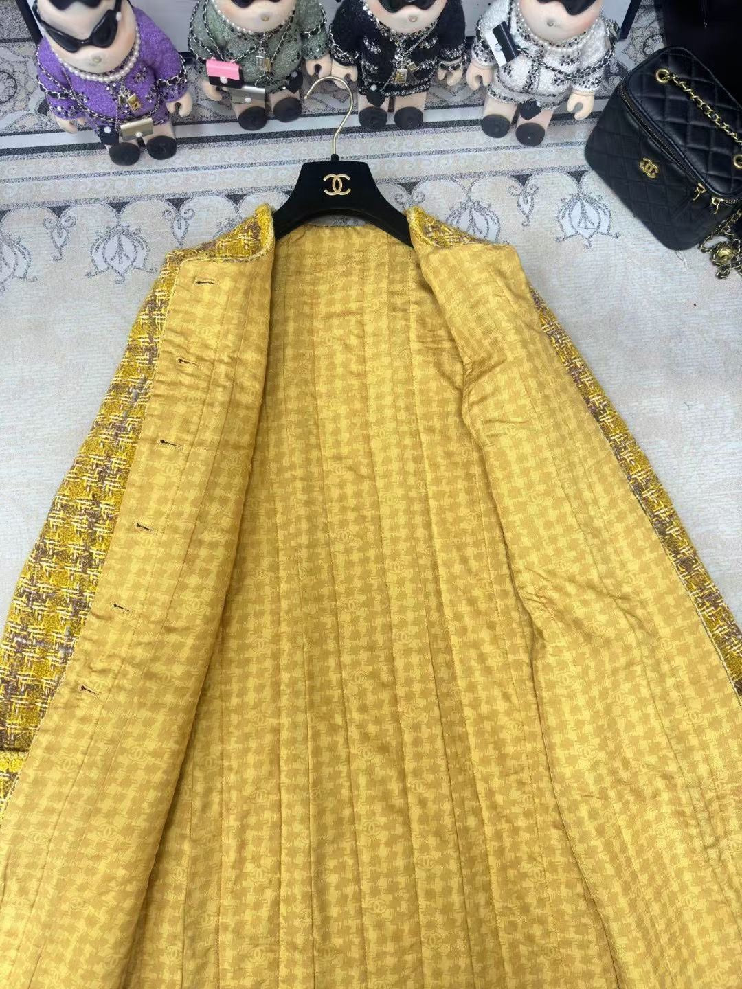 CC  Long Coat Dress Yellow Wool Cotton 251966