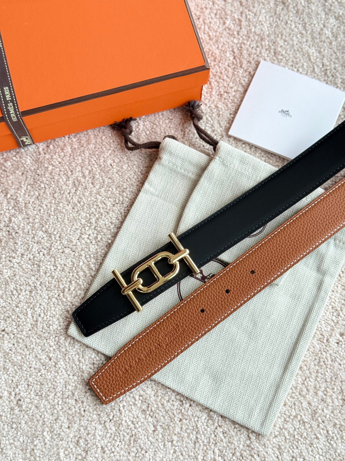 HM Ancre Buckle Belt 32mm Brown Leather 187516