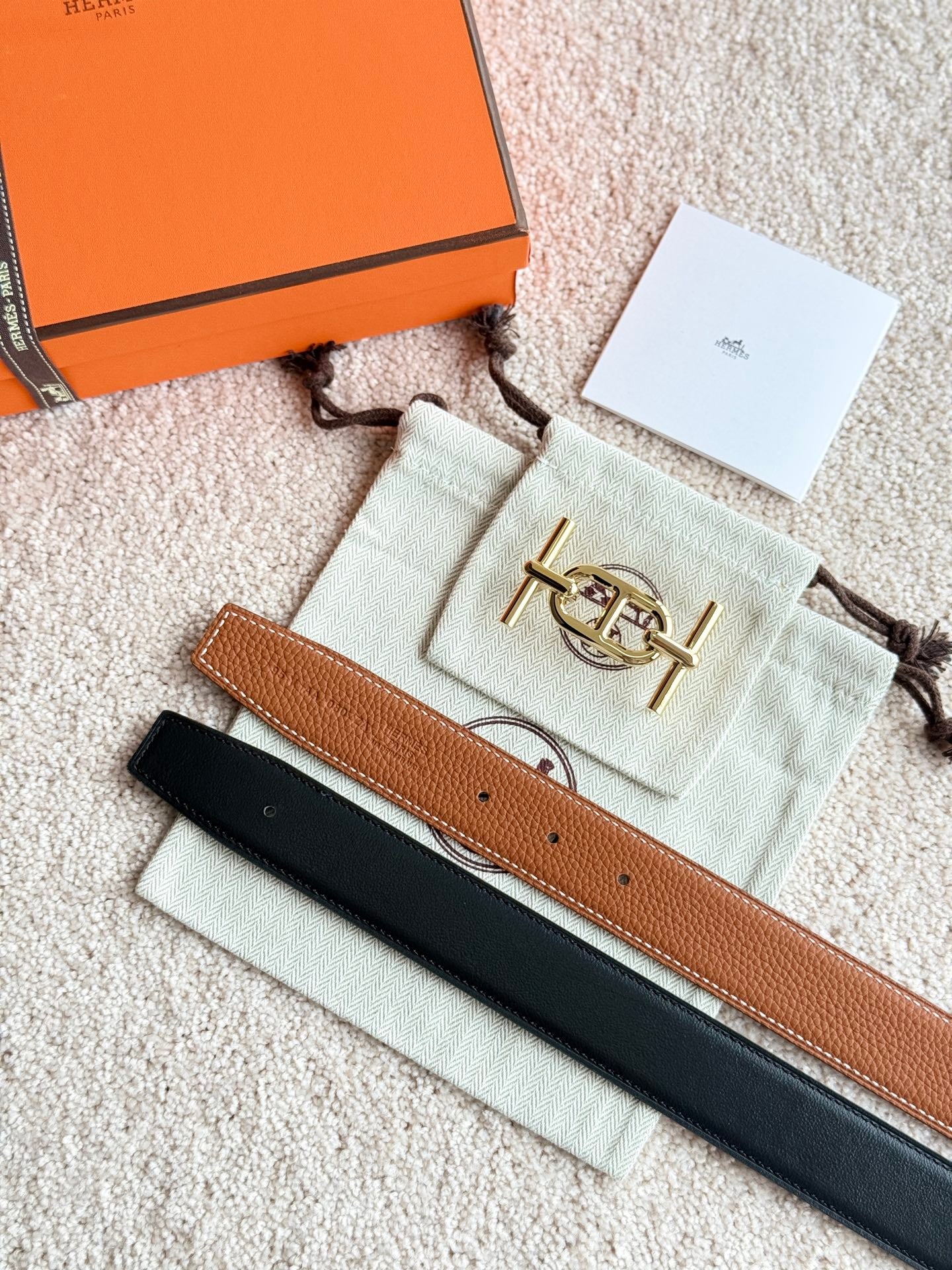 HM Ancre Buckle Belt 32mm Brown Leather 187516