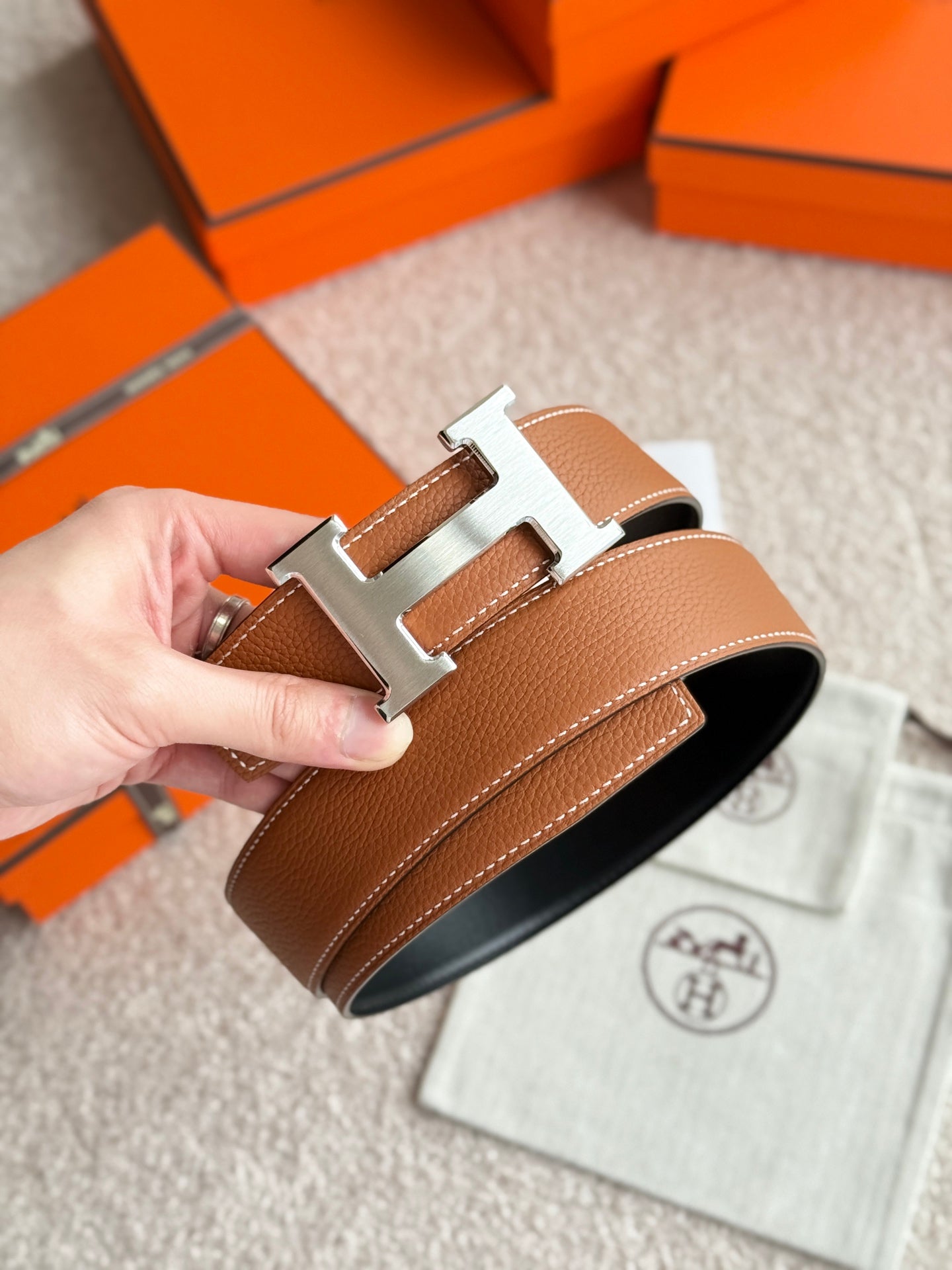 HM H 5382 38mm Belt Black Brown Leather 188232