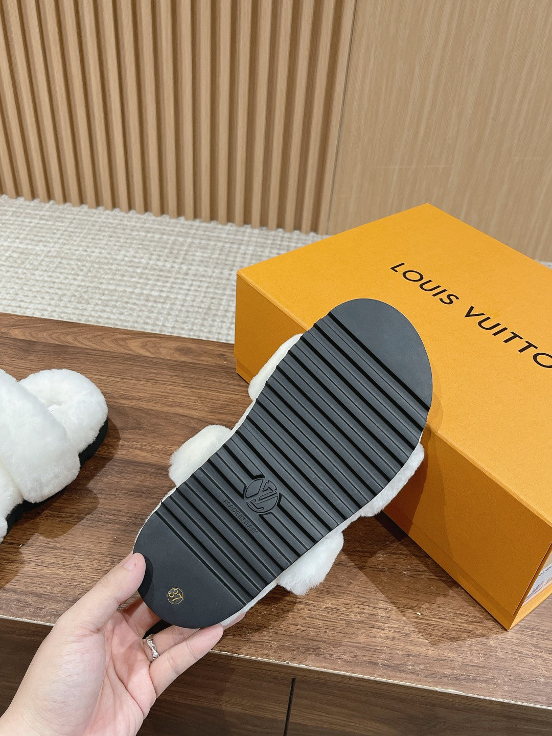 LV Sunset Flat Comfort Mule White Wool