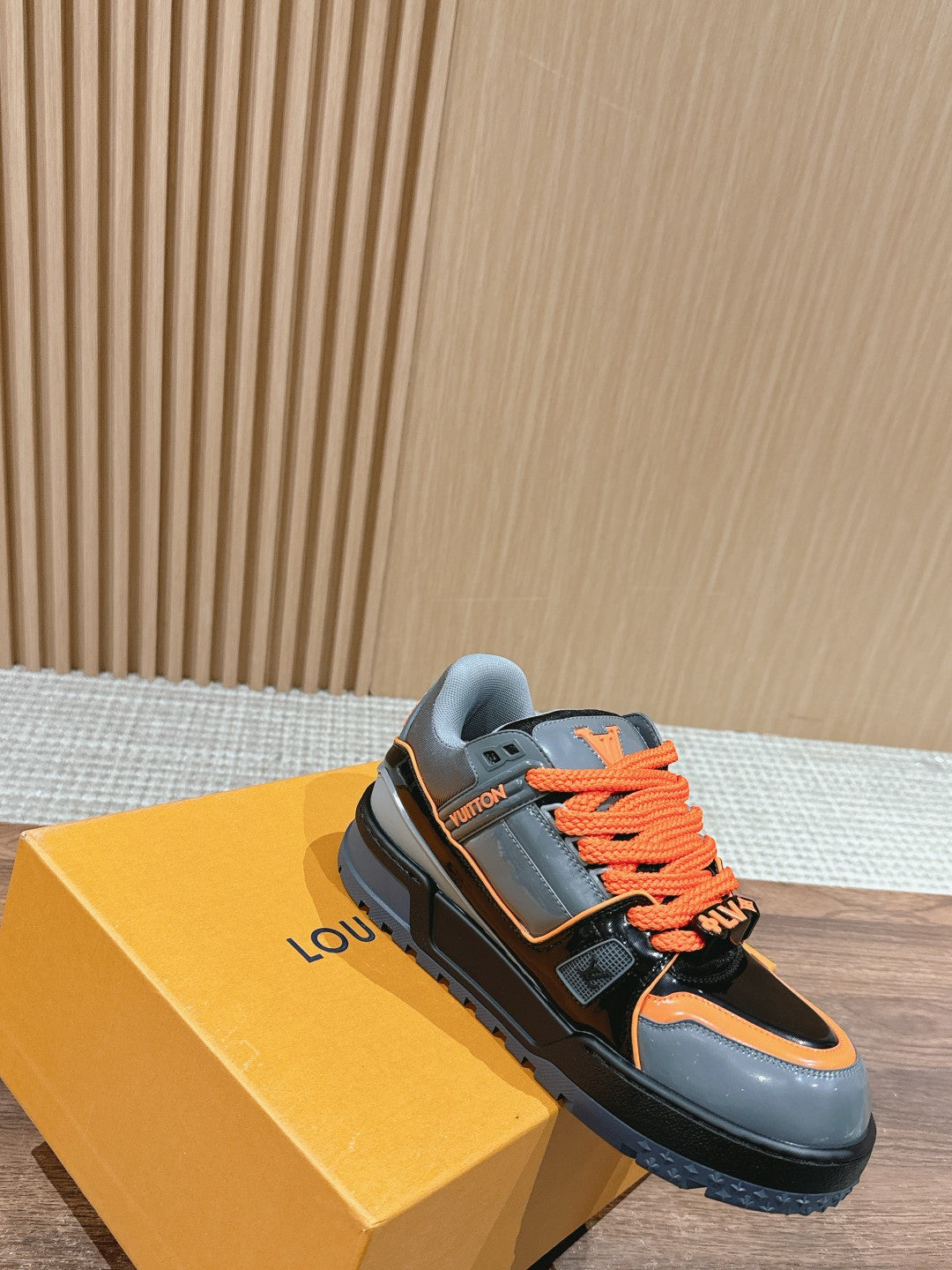 LV Trainer Maxi Sneaker Gray Mix Orange Calfskin