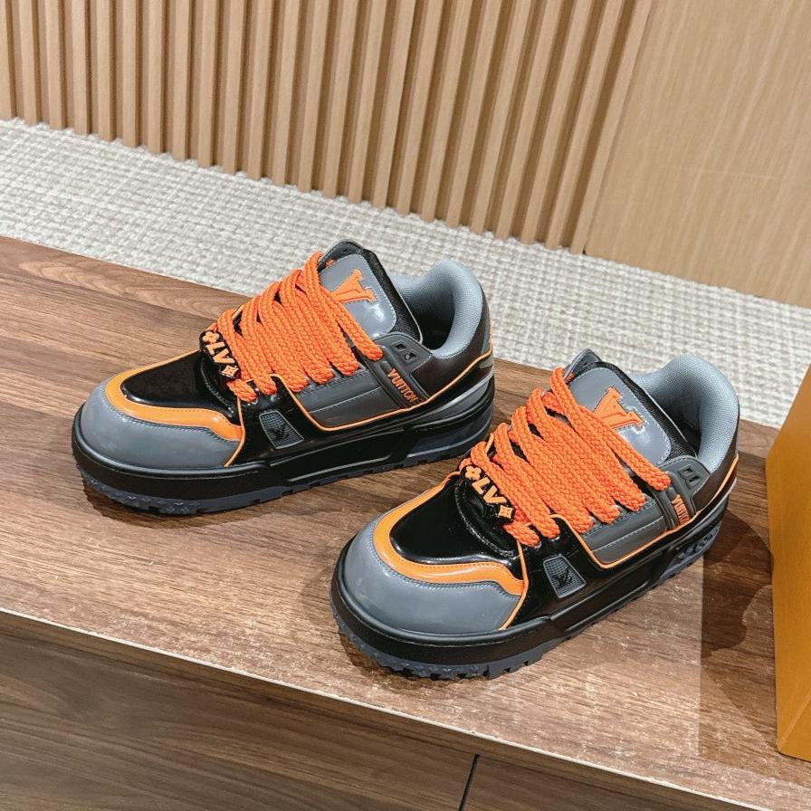 LV Trainer Maxi Sneaker Gray Mix Orange Calfskin